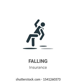 Falling vector icon on white background. Flat vector falling icon symbol sign from modern insurance collection for mobile concept and web apps design.