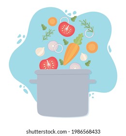 verduras en caída en los alimentos en maceta