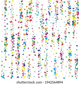 Falling vivid numbers. Math study concept with flying digits. Popular back to school mathematics banner on white background. Falling numbers vector illustration.