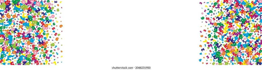 Falling vivid numbers. Math study concept with flying digits. Extra back to school mathematics banner on white background. Falling numbers vector illustration.