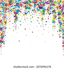 Falling vivid numbers. Math study concept with flying digits. Eminent back to school mathematics banner on white background. Falling numbers vector illustration.