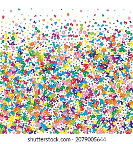 Falling vivid numbers. Math study concept with flying digits. Flawless back to school mathematics banner on white background. Falling numbers vector illustration.