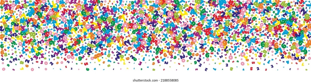 Falling vivid numbers. Math study concept with flying digits. Excellent back to school mathematics banner on white background. Falling numbers vector illustration.