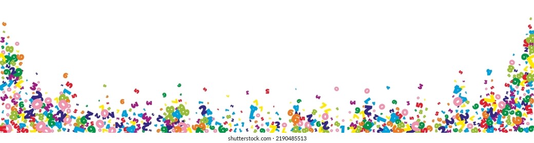 Falling vivid numbers. Math study concept with flying digits. Perfect back to school mathematics banner on white background. Falling numbers vector illustration.