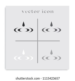Falling water drop flat black and white vector icon.