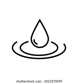 Falling Water Drop Flat Icon With Stagnant Water Symbol.