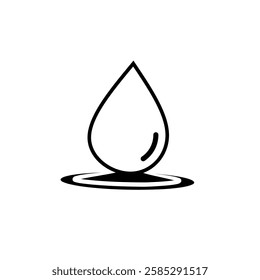 falling water drop flat icon with stagnant water symbol.