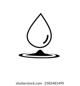 falling water drop flat icon with stagnant water symbol.