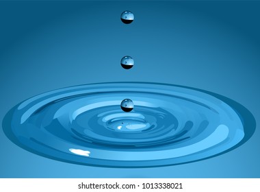 Falling water drops for background or design. Vector Image