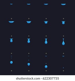 Falling Water Drops Vector Animation Frames