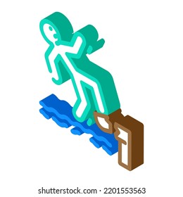 falling water man accident isometric icon vector. falling water man accident sign. isolated symbol illustration