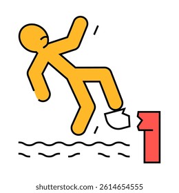 falling water man accident line icon vector. falling water man accident sign. isolated symbol illustration