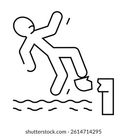 falling water man accident line icon vector. falling water man accident sign. isolated contour symbol black illustration