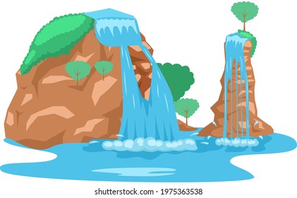 Falling Water River Waterfall Falls Cliff Stock Vector (Royalty Free ...