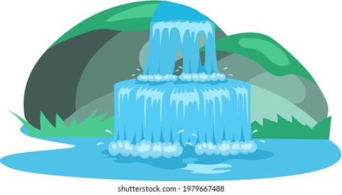 Falling Water River Waterfall Falls Cliff Stock Vector (Royalty Free ...