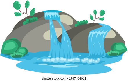 Falling Water River Waterfall Falls Cliff Stock Vector (Royalty Free ...