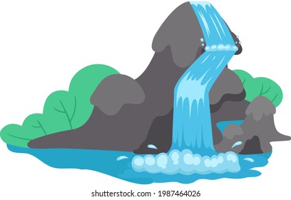 Falling Water River Waterfall Falls Cliff Stock Vector (Royalty Free ...