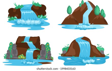 Falling Water River Waterfall Falls Cliff Stock Vector (Royalty Free ...