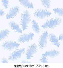 Falling  watercolor feathers - seamless vector pattern