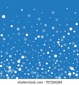 Falling white dots. Bottom gradient on blue background. Vector illustration.