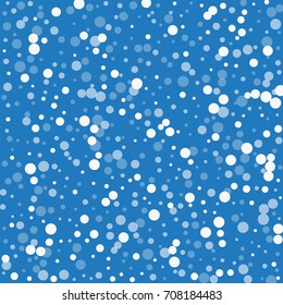 Falling white dots. Scattered pattern with falling white dots on blue background. Vector illustration.