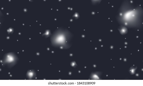Falling white glare of shiny snow isolated on dark blue. White sparks glitter special light effect. Texture winter snowflakes. Christmas abstract pattern. Sparkling magic dust particles. Vector
