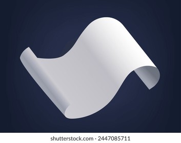 Falling White Paper Sheet Tumble Through The Air, Its Edges Sharp And Corners Curved, A Lively Swirl, Realistic 3d