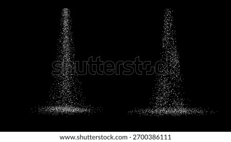 Falling white powder vector illustration. Salt or sugar scattering on black background. Realistic flour sprinkling on table