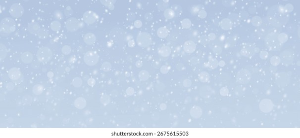 Fallender weißer Schneefall, Himmel, Schneesturm, eingerahmt auf transparentem blauem Hintergrund, Schneefallstaub gefriert, Neujahrslandschaft, Vektorgrafiken.