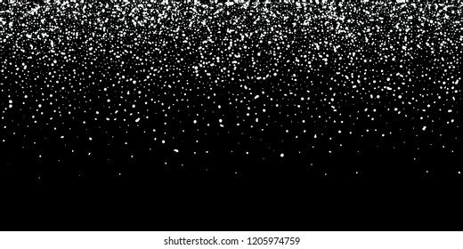 Falling white snowflakes isolated on dark background. Snow background. Vector illustration.