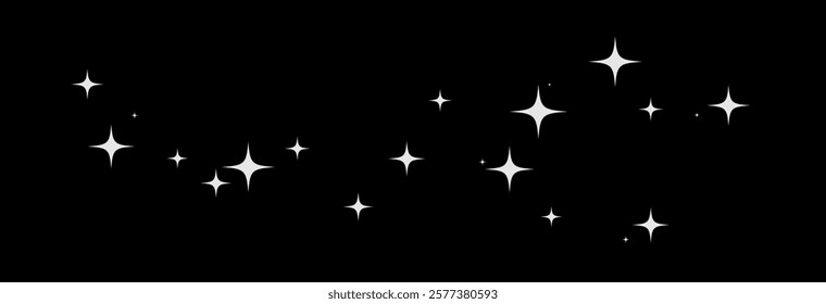 Falling white star on a black background. Star sprinkles vector png.