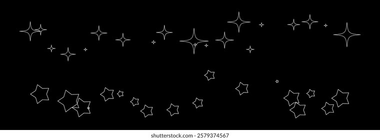 Falling white star on a black background. Star sprinkles vector png.