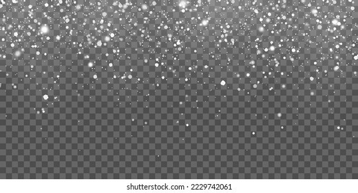 Falling winter snow flakes glow. Vector