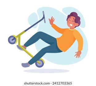 Falling Young Man Character Slip on the Ground Vector Illustration