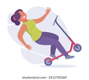 Falling Young Woman Character Slip on the Ground Vector Illustration