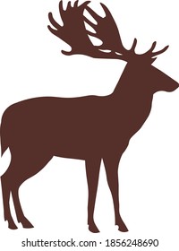 Fallow deer morochrome silhouette animal illustration