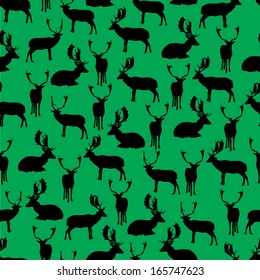 fallow deer silhouette pattern eps10