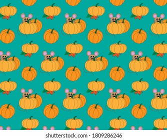 fall's pattern with mouse and pumpkin
