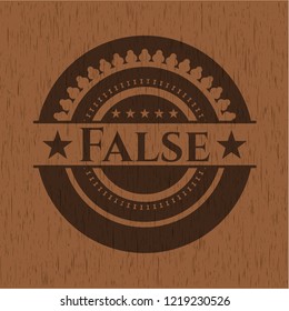 False badge with wood background