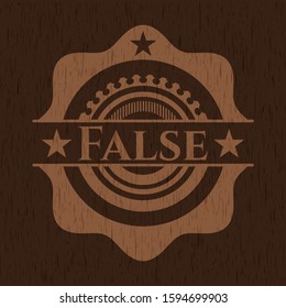 False badge with wood background