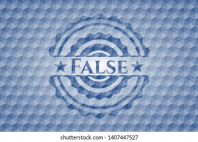 False blue emblem with geometric background. Vector Illustration. Detailed.