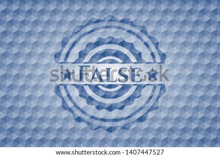 False blue emblem with geometric background. Vector Illustration. Detailed.