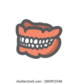 False dentures with white teeth Vector icon Cartoon illustration