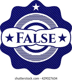 False emblem with jean background