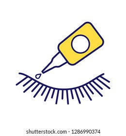 False eyelash glue color icon. Lash adhesive. Temporary and permanent eyelashes extension glue. Isolated vector illustration