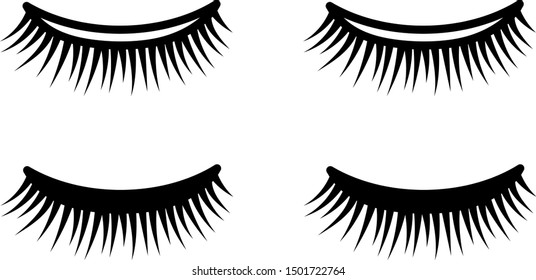 False eyelashes in colored and line versions