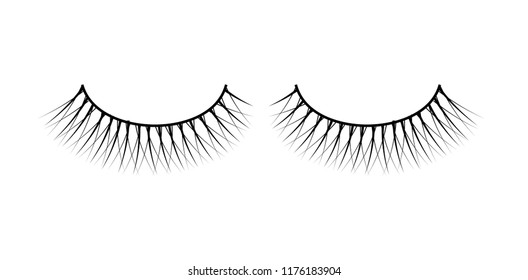 False eyelashes. Fake the cilia. Isolated on a white. Make up