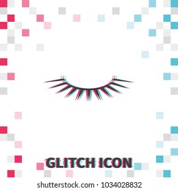 False eyelashes  glitch effect vector icon.