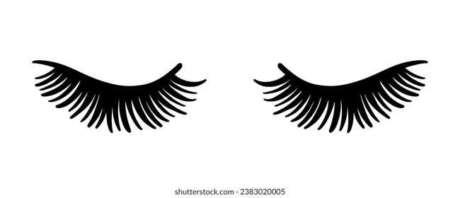 False Eyelashes Illustration. Female Lashes Extensions Sketch Icon. Woman Beauty Salon Logo. Mascara Makeup Decorative Element