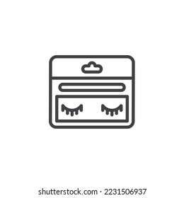 Icono de línea de pestañas falsas. signo de estilo lineal para concepto móvil y diseño web. Icono de vector de contorno de pestañas falsas. Símbolo, ilustración del logotipo. Gráficos vectoriales